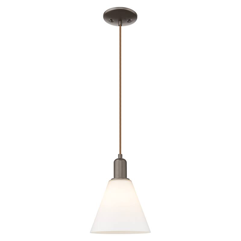 Innovations Lighting Endless Possibilities Arcadia - Berkshire Glass - 1 Light 8" Cord Hung Mini Pendant - Oil Rubbed Bronze/Matte White