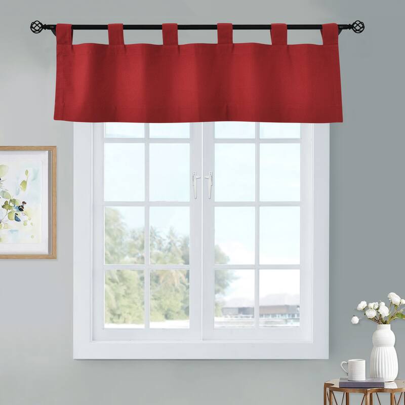 ThermaLogic Weathermate Insulated Cotton Tab Top Valance - 40" x 15" - Burgundy