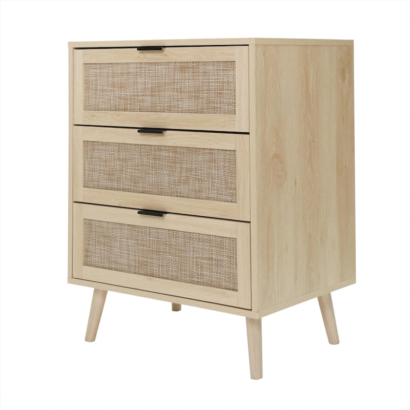 GEITIN 3 Drawers Storage Cabinet with Wood Legs