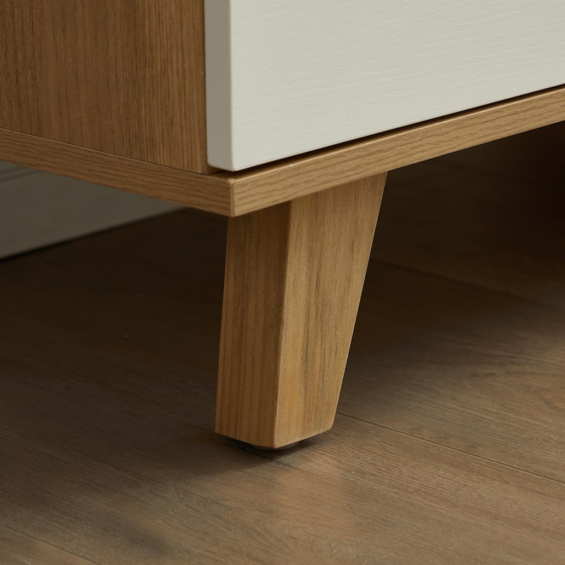 Modern White Storage Solid Wood Handle Drawer Side Cabinet
