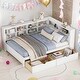 preview thumbnail 10 of 16, Wooden Full Size DayBed with 2 Drawers and USB Charging Ports, Grey White