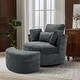preview thumbnail 22 of 198, 41" W Oversized Accent Barrel Swivel Chair with Moon Storage Ottoman