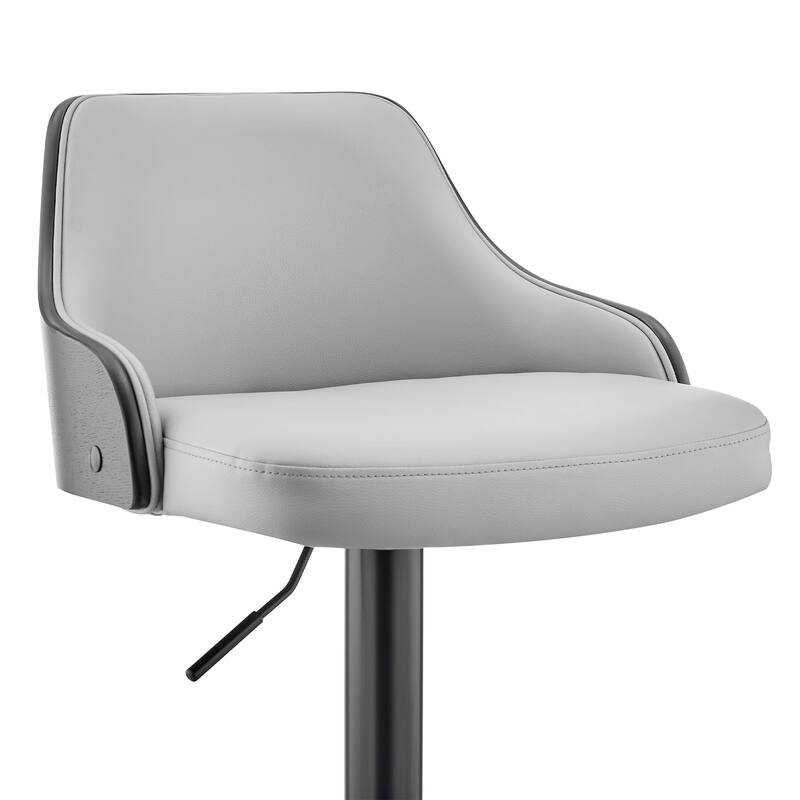 24" Gray And Black Iron Swivel Adjustable Height Bar Chair - Grey and Black