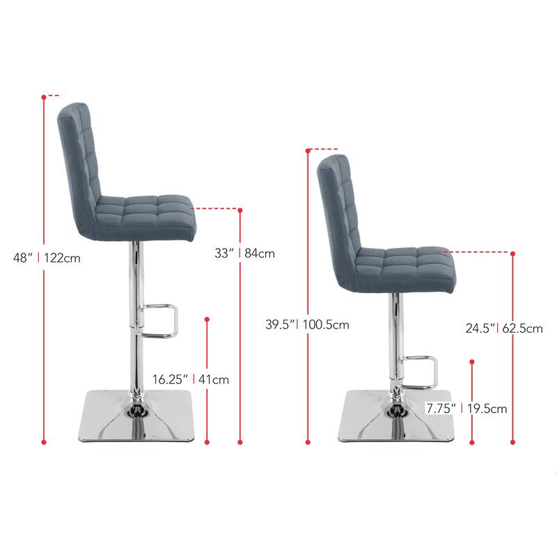 Set of 2 Gas Lift Upholstered Adjustable Barstool