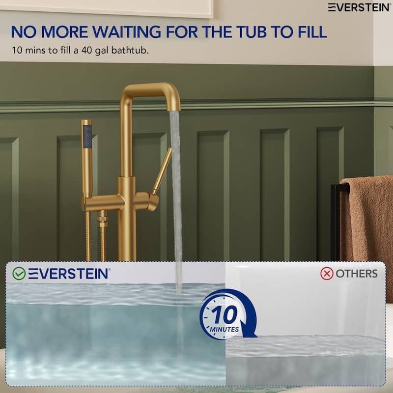 Freestanding Tub Faucet with Hand Shower,Modern Floor-Mount Bathtub Faucet