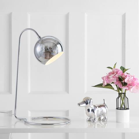 SAFAVIEH Lighting 22-inch Mid-Century Chrome Jana Task LED Table Lamp - 14"x11"x22"