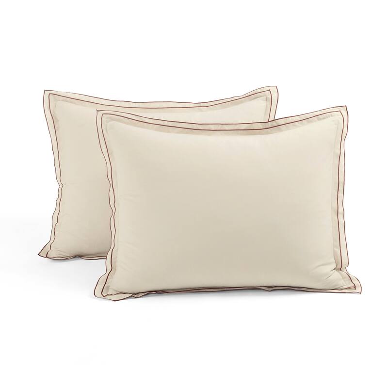 Lush Decor Hampton Double Flange Embroidered Contrast Edge Duvet Cover 3 Pieces Set