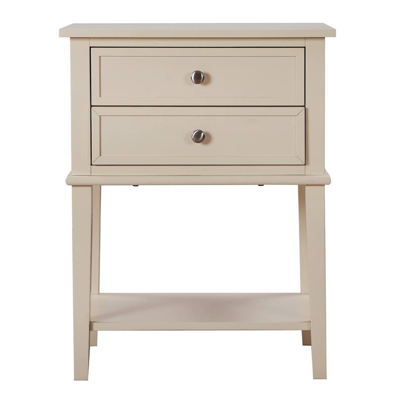Modern 22-in Metal Hand Holder 2-Drawer Wood Nightstand with Shelf