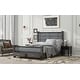preview thumbnail 11 of 12, Queen Size Platform Bed with Upholstered Headboard and 2 Drawers, Antique White