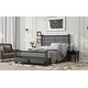 preview thumbnail 4 of 24, Upholstered Bed with Padded Headboard, Footboard & 2-Storage Drawers, Antique Grey