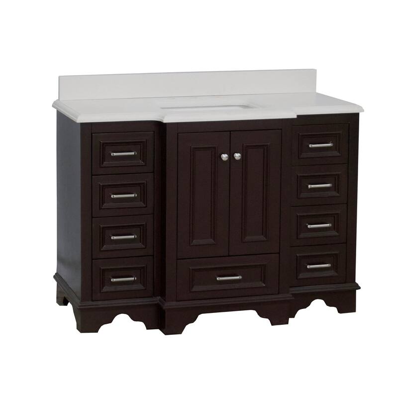 KitchenBathCollection Nantucket 48" Bathroom Vanity with Quartz Top