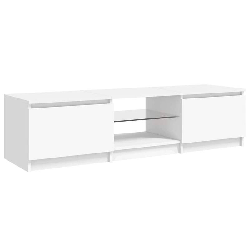 vidaXL TV Cabinet with LED Lights White 55.1x15.7x14.2" - 55.1" x 16" x 14"
