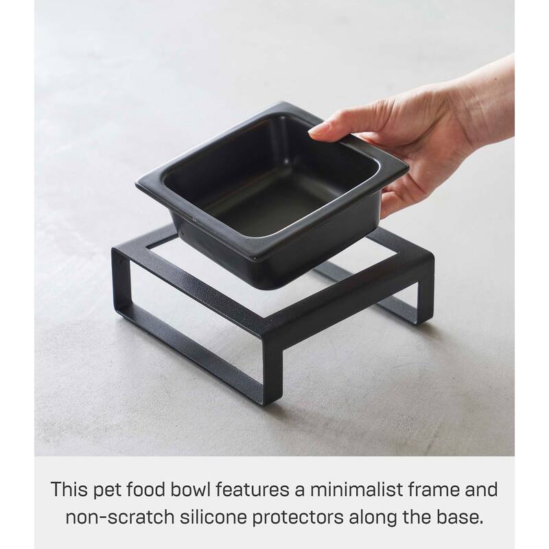 Yamazaki Home Single Pet Food Bowl - Two Styles, Steel and Ceramic, Short, 1.25 - L 6.1 x W 5.91 x H 2.36 inches