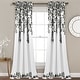 preview thumbnail 72 of 95, Porch & Den Elcaro Floral Room Darkening Curtain Panel Pair 52"W x 95"L - Black&White