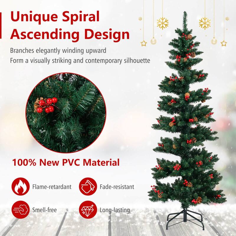 Costway 6/7 FT Artificial Christmas Tree with 612/791 Branch Tips Warm - See Details - Green