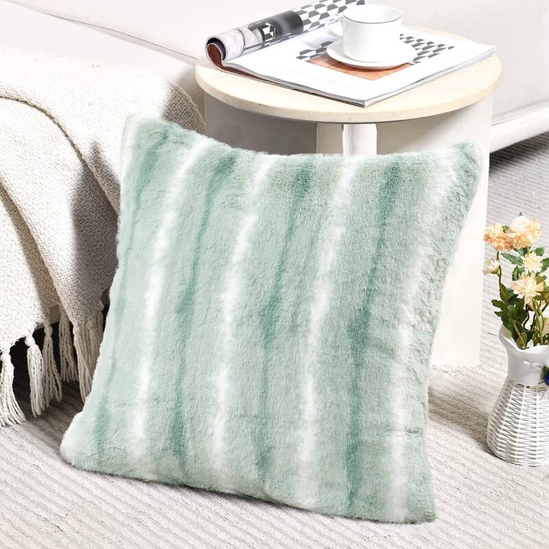 Amanda Stripe fauxfur Throw Pillow Covers Set of 2, NO INSERT
