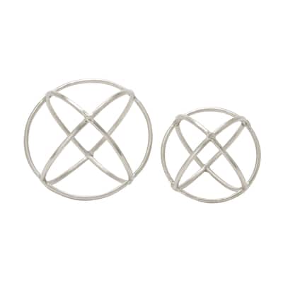 Aluminum Metal Geometric Decorative Sculpture - Set of 2 Silver - Roche River Decor