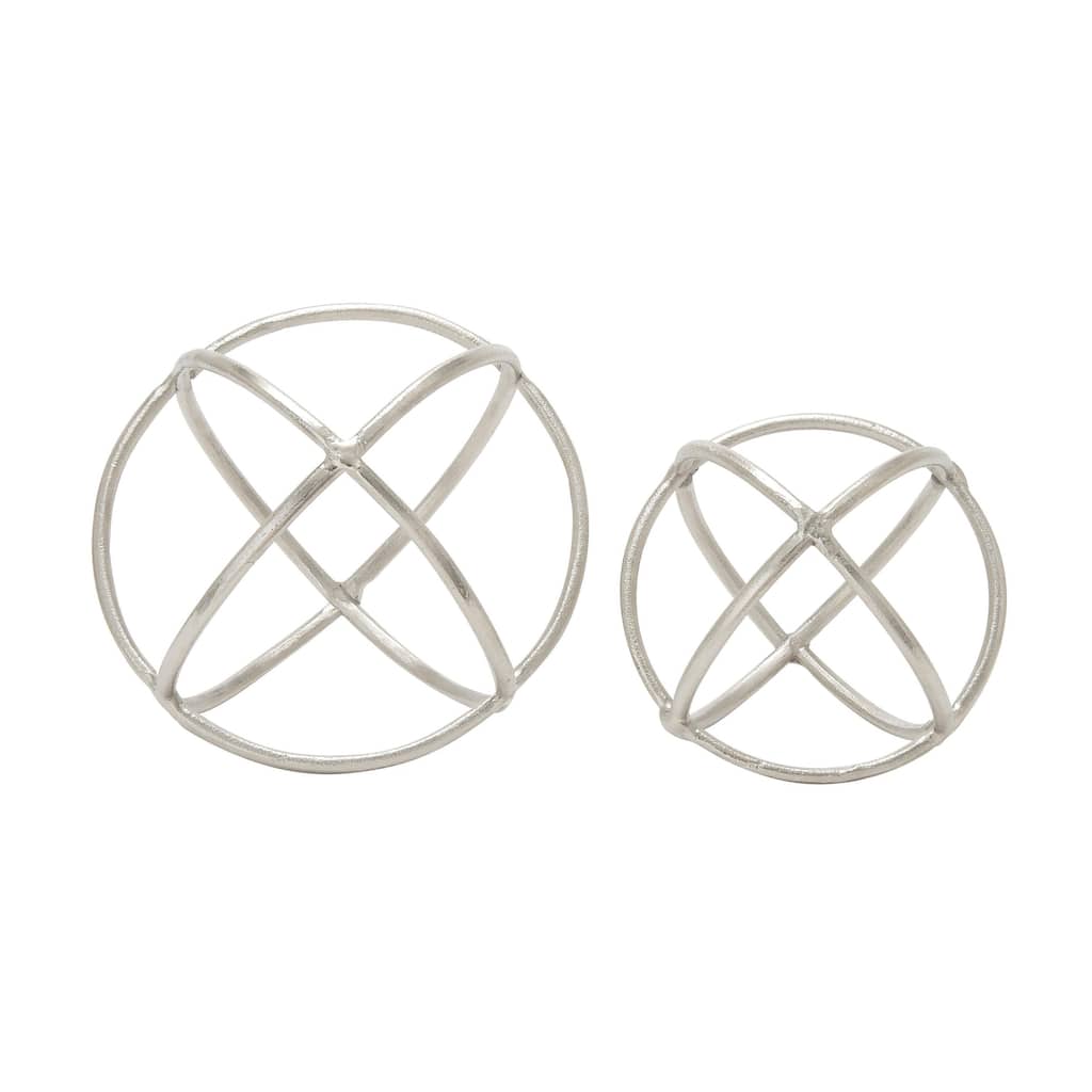 Aluminum Metal Geometric Decorative Sculpture - Set of 2 Silver - Roche River Decor