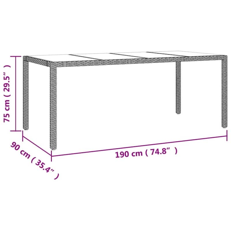 vidaXL Patio Dining Set with Cushions Outdoor Furniture Black Poly Rattan - 35.4 x 74.8 x 29.5