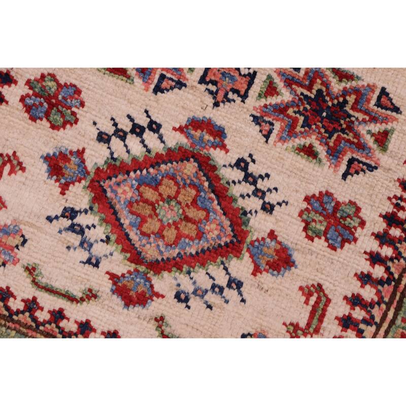 Rustic Super Kazak Solomon Beige/Red Hand Knotted Wool Rug - 2'0'' x 2'11''