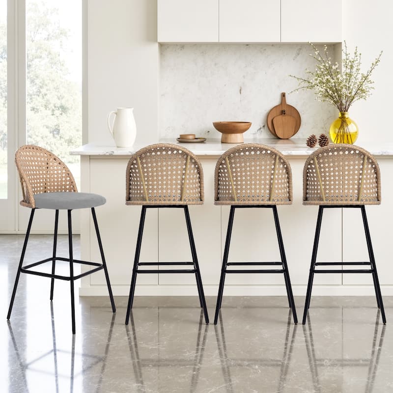 29.52"H Upholstered Bar Stools/ Counter Stools with Metal Leg Set of 4 - Set of 4
