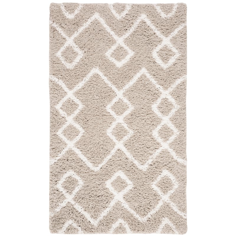 SAFAVIEH Handmade Toronto Shag Shaniqua Polyester Rug - 4' x 6' - Silver/Ivory