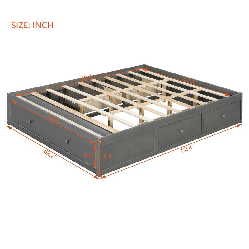 Queen Platform Bed Frame with Underbed Storage by Harper&Bright Designs