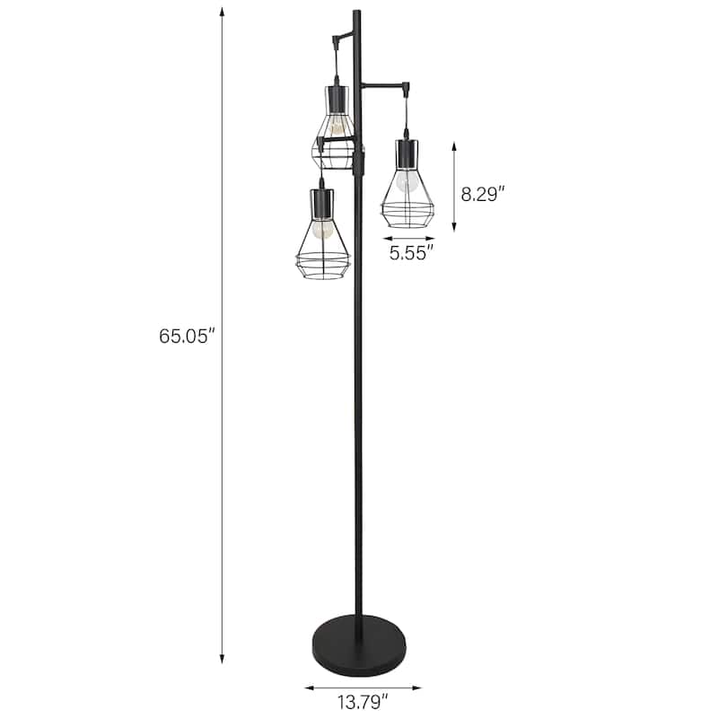 3 Light Industrial Floor Lamp Farmhouse Standing Lamps