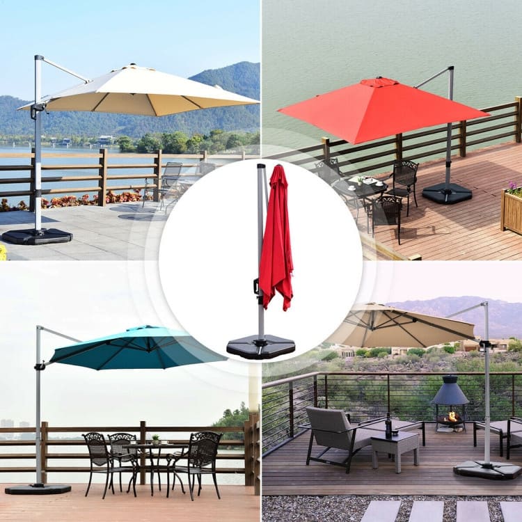 4 Pcs 195 lbs Patio Cantilever Offset Umbrella Base Weight Sand (Only Base) - 33" x 33" x 3.5"(L x W x H)