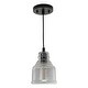 preview thumbnail 11 of 12, Millie Matte Black Mini Pendant Ceiling Light Smoke Gray Bell Glass - 6-in W x 8.25-in H x 6-in D