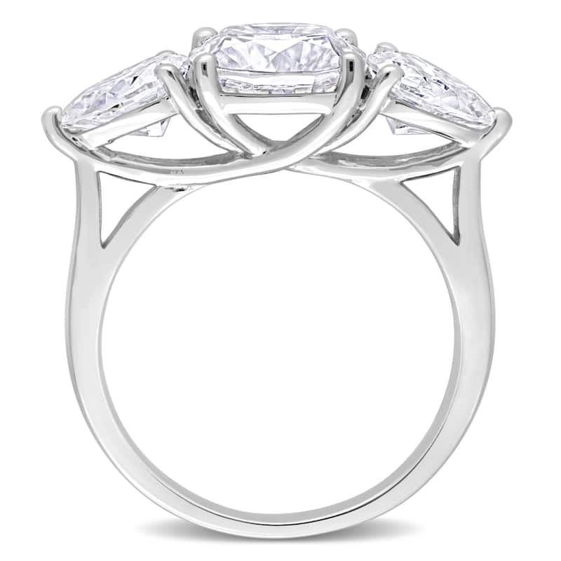 Miadora 4 5/8ct DEW Created Moissanite Three Stone Ring Sterling Silver