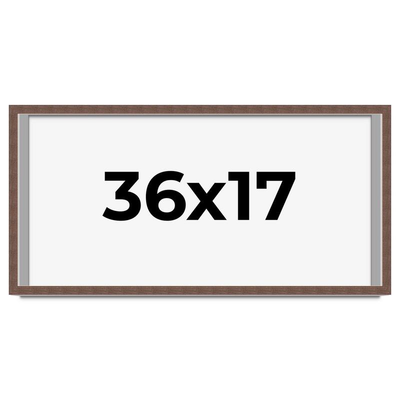 36x17 Shadow Box Frame Brown | 1.125 inches Deep Real Wood Rustic