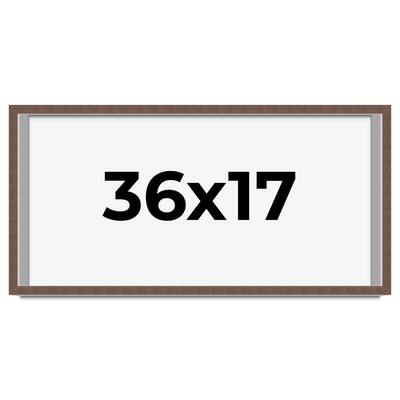 36x17 Shadow Box Frame Brown | 1.125 inches Deep Real Wood Rustic