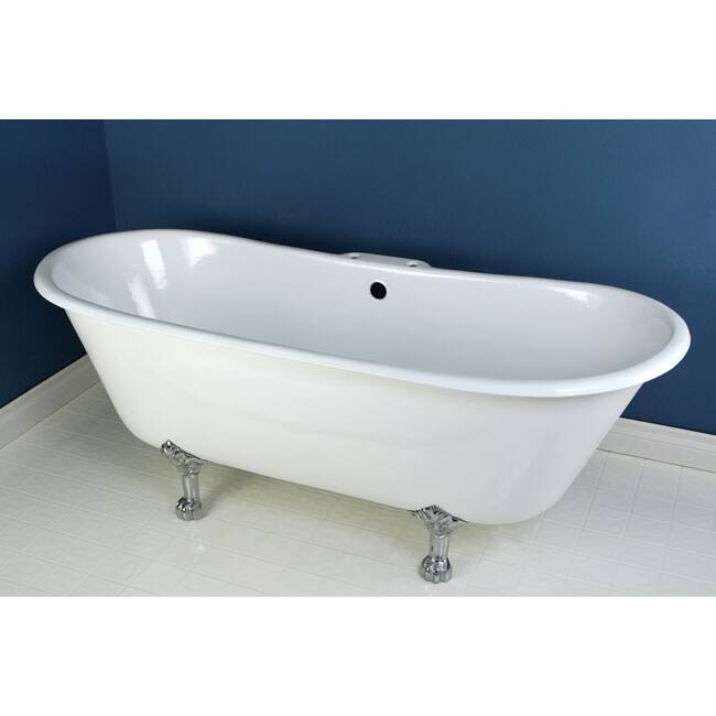 Kingston Brass Aqua Eden 67" Clawfoot Cast Iron Soaking Tub with
