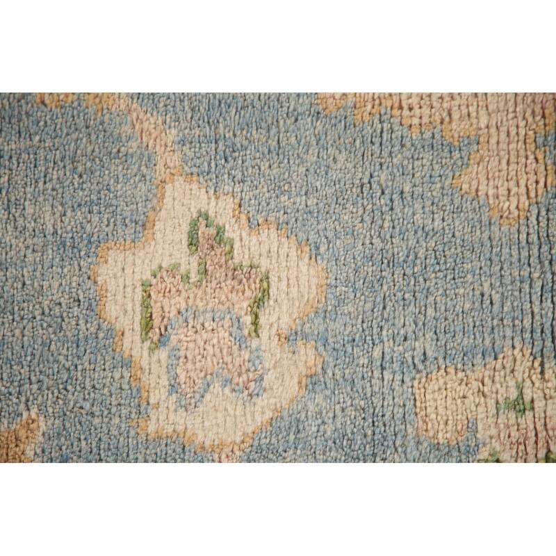 Blue Oushak Turkish Area Rug Hand-knotted Wool Carpet - 6'5"x 9'1"