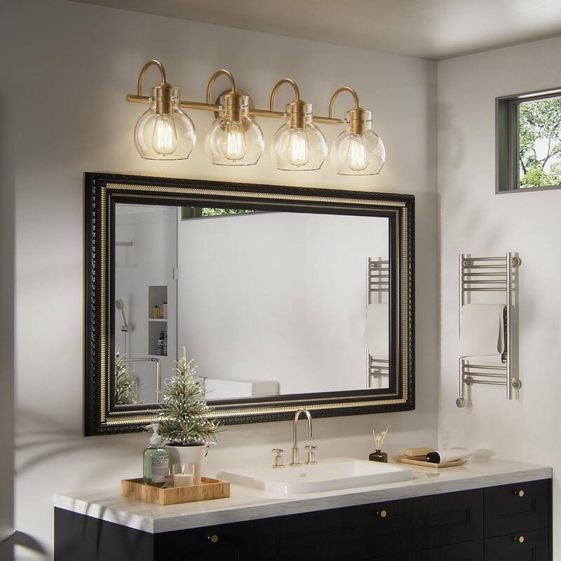 Modern 2/3/4 Bathroom Vanity Lights Clear Globe Glass Shade