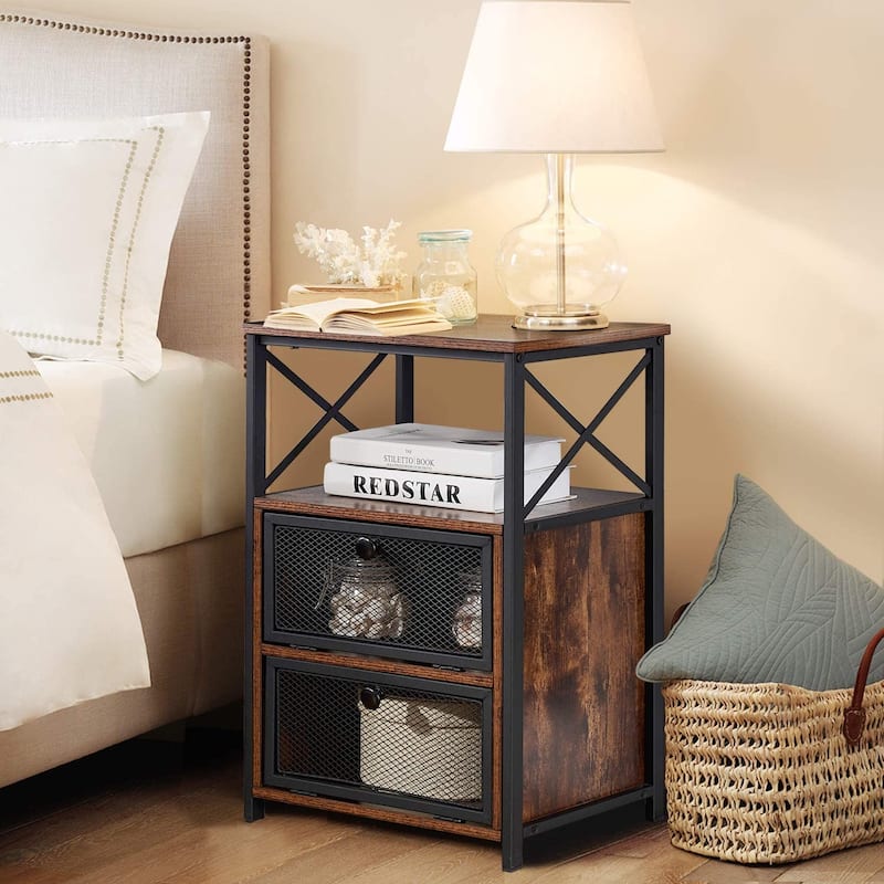 Nightstand, End Side Table with Storage Space and Door,Modern Nightstands for Living Room,Bedroom