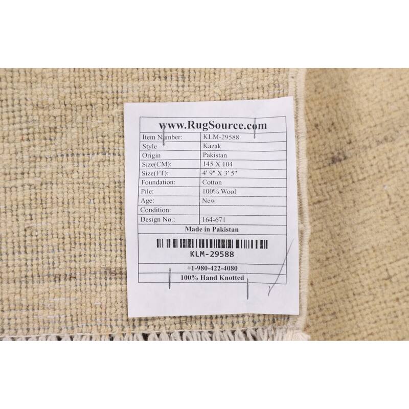 Garden Design Kazak Accent Rug Hand-Knotted Traditional Wool Carpet - 3'5" x 4'9"