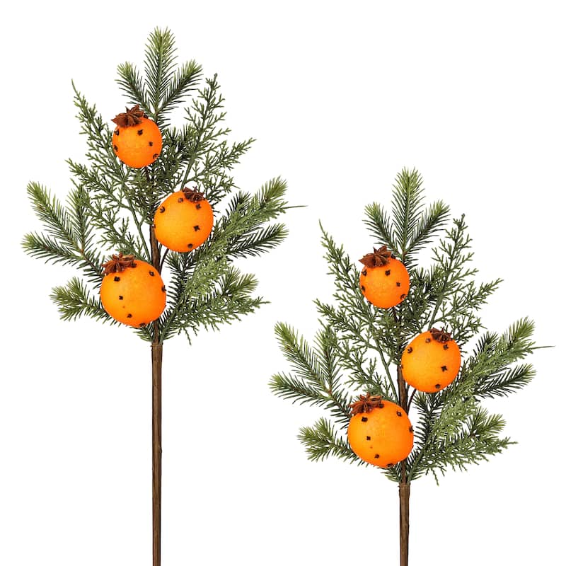 18" Evergreen With Orange Clove Pick