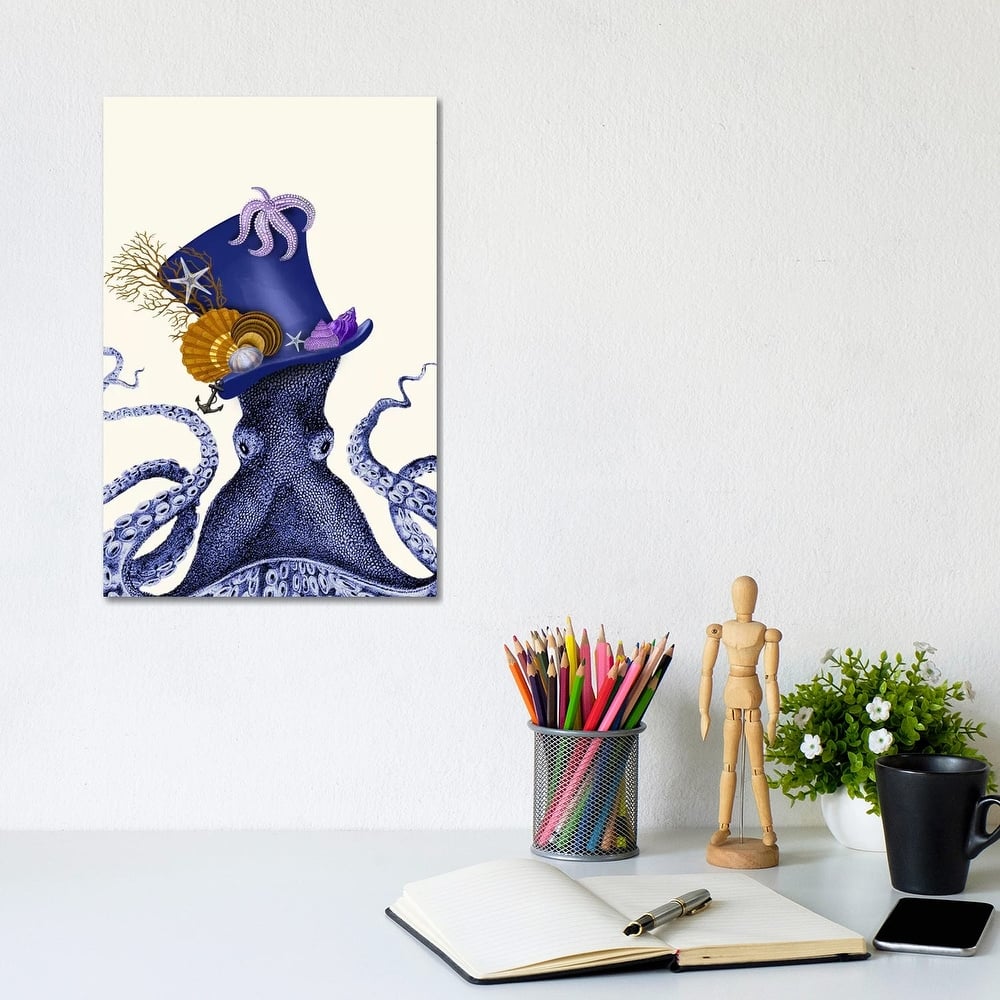 iCanvas "Octopus Nautical Hat" by Fab Funky Canvas Print