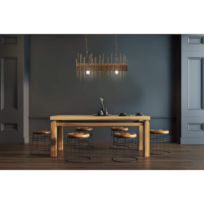 Rustic Wood and Metal Rod Chandelier