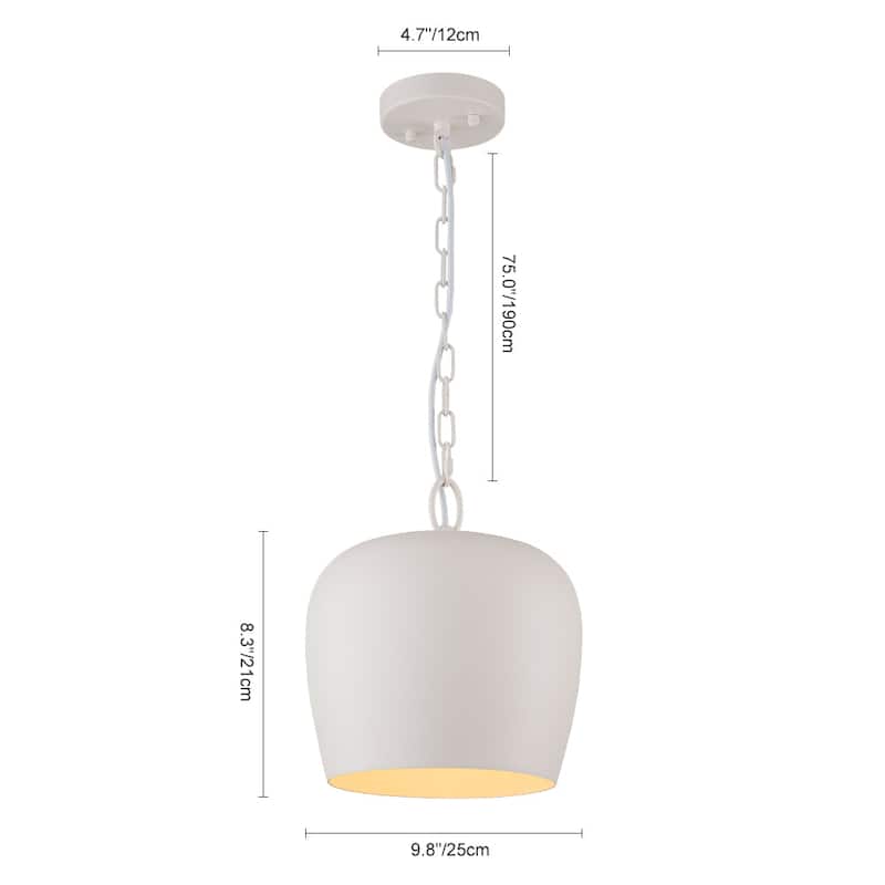 Modern Danish 1-Light White Bell Iron Kitchen Pendant Light
