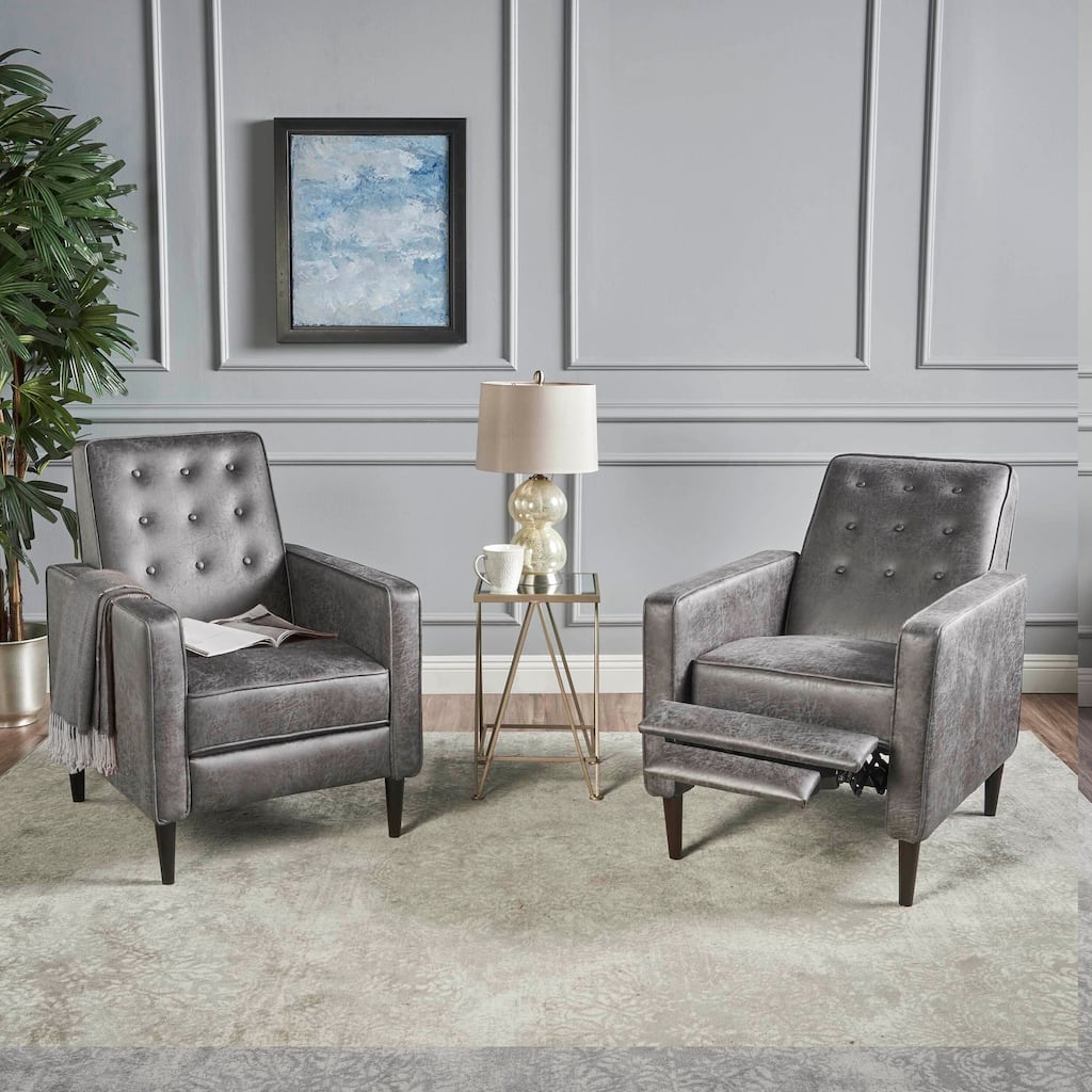 Mervynn Mid-Century Modern Microfiber Recliner (Set of 2) by Christopher Knight Home