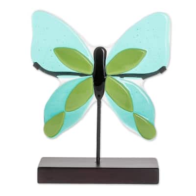 Novica Handmade Flight Of Color In Green Art Glass Sculpture