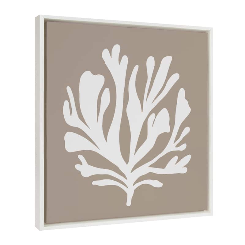 Kate and Laurel Sylvie Sophisticated Neutral Coral Tan Framed Canvas by The Creative Bunch Studio - 22x22 - White
