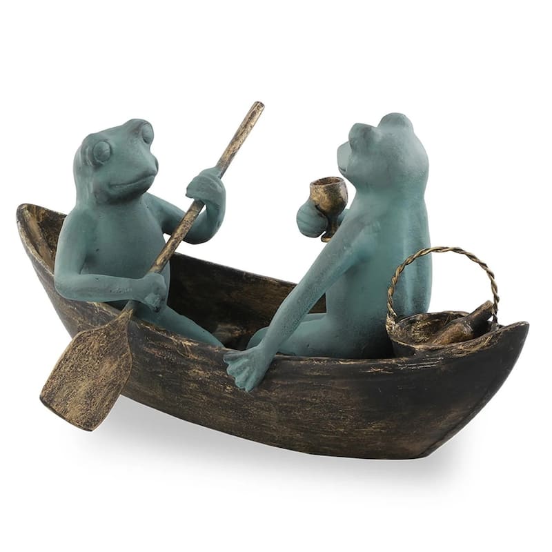 Spi Home Rowboat Picnic Frogs Cast Aliminum Garden Sculpture 21.5 - 10 X 21.5 X 11 inches