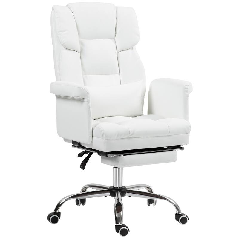 Leather Ergonomic Chair Reclining Chair with Footrest, Office Executive Chair Swivel Chair with Lumbar Support