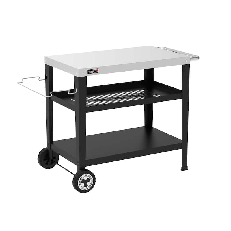 Royal Gourmet Movable 3-Shelf Grill Table with Removable Trash Bag Holder