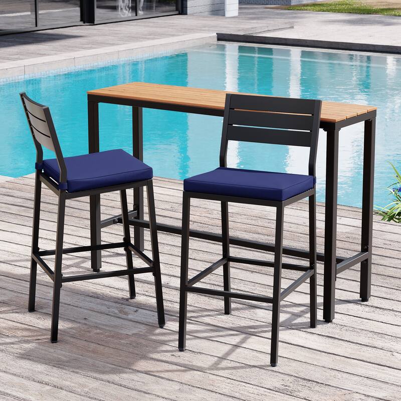 Outdoor Patio Barstool Bar Stools with Rectangle Bar Table
