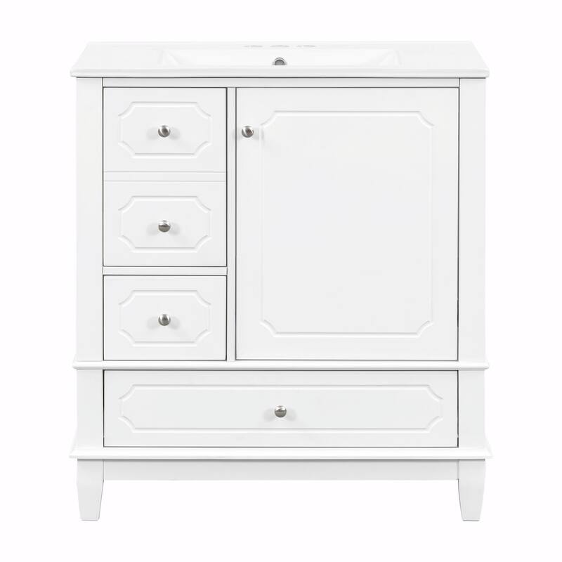 30" Freestanding Bathroom Vanity with Ceramic Sink